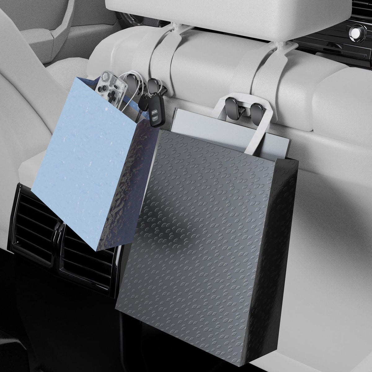 leather-strap car headrest hook