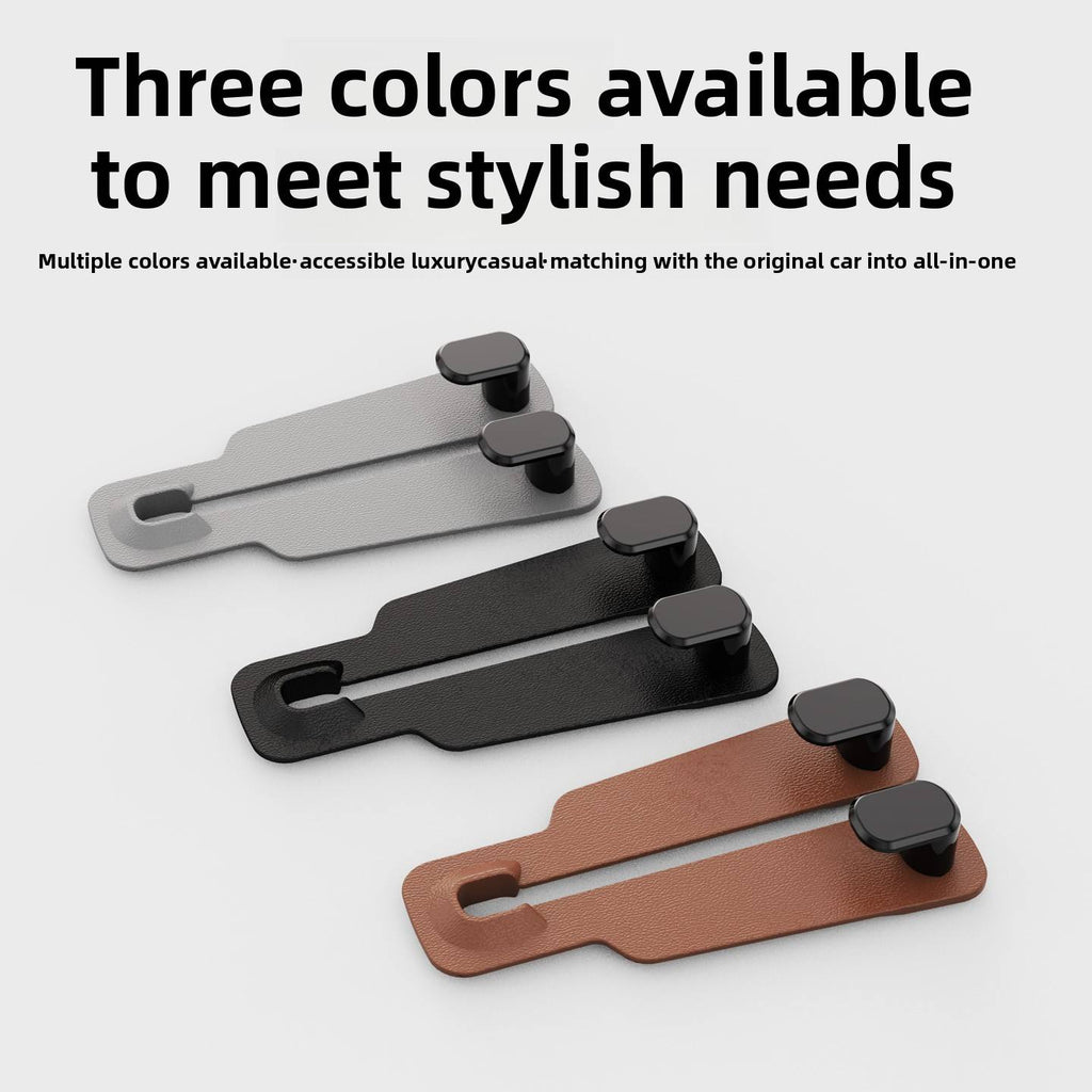 leather-strap car headrest hook